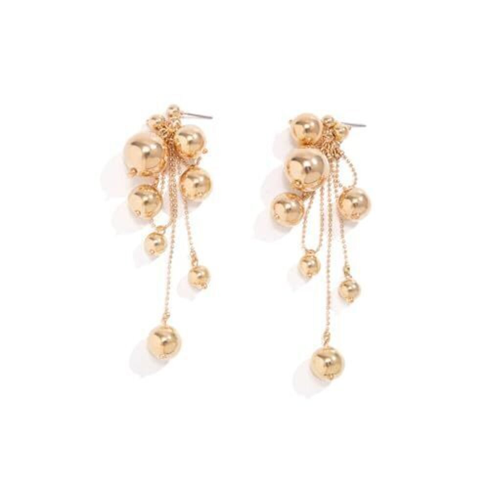 7889 Pearl Tassel Chain Statement Earrings Boho Long Pearl Ball Drop